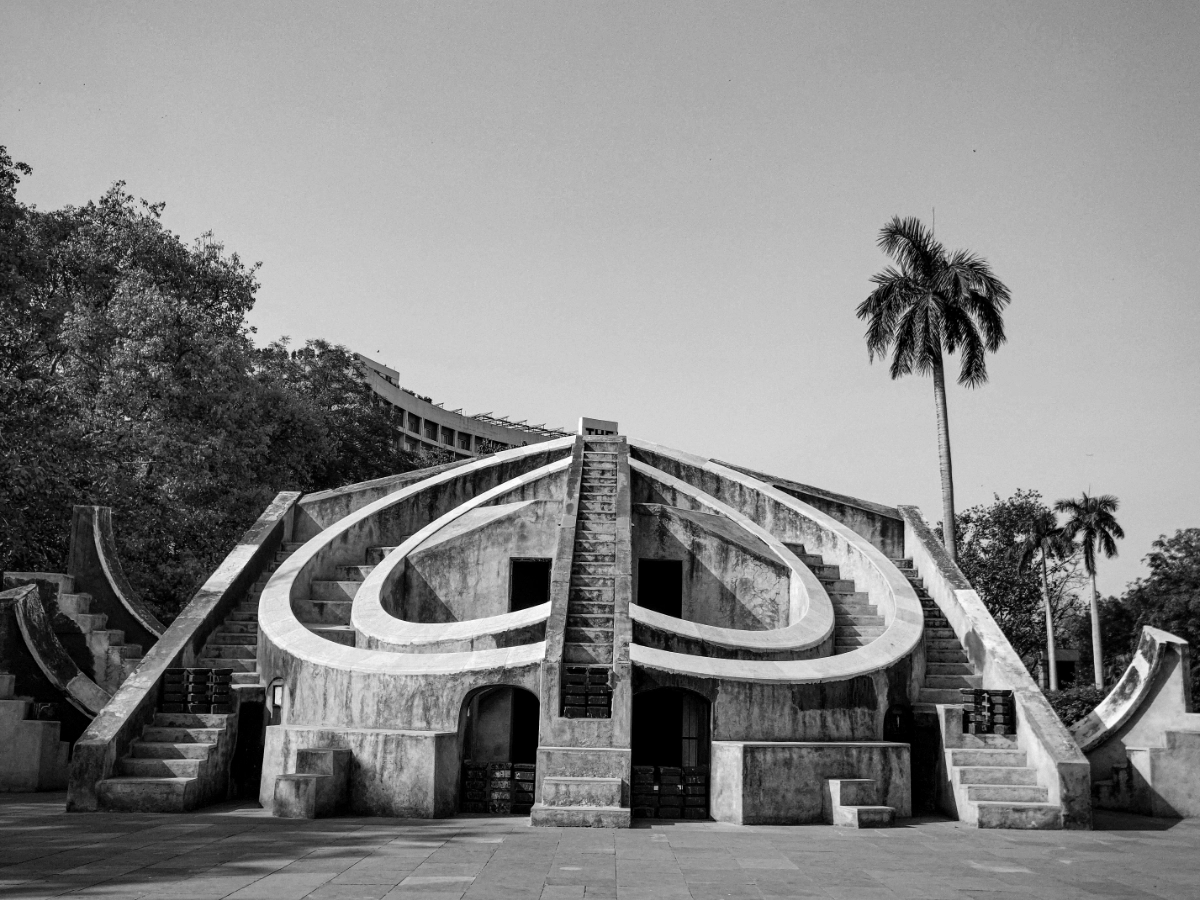 Stone astronomical instruments at the Jantar Mantar observatory in Delhi