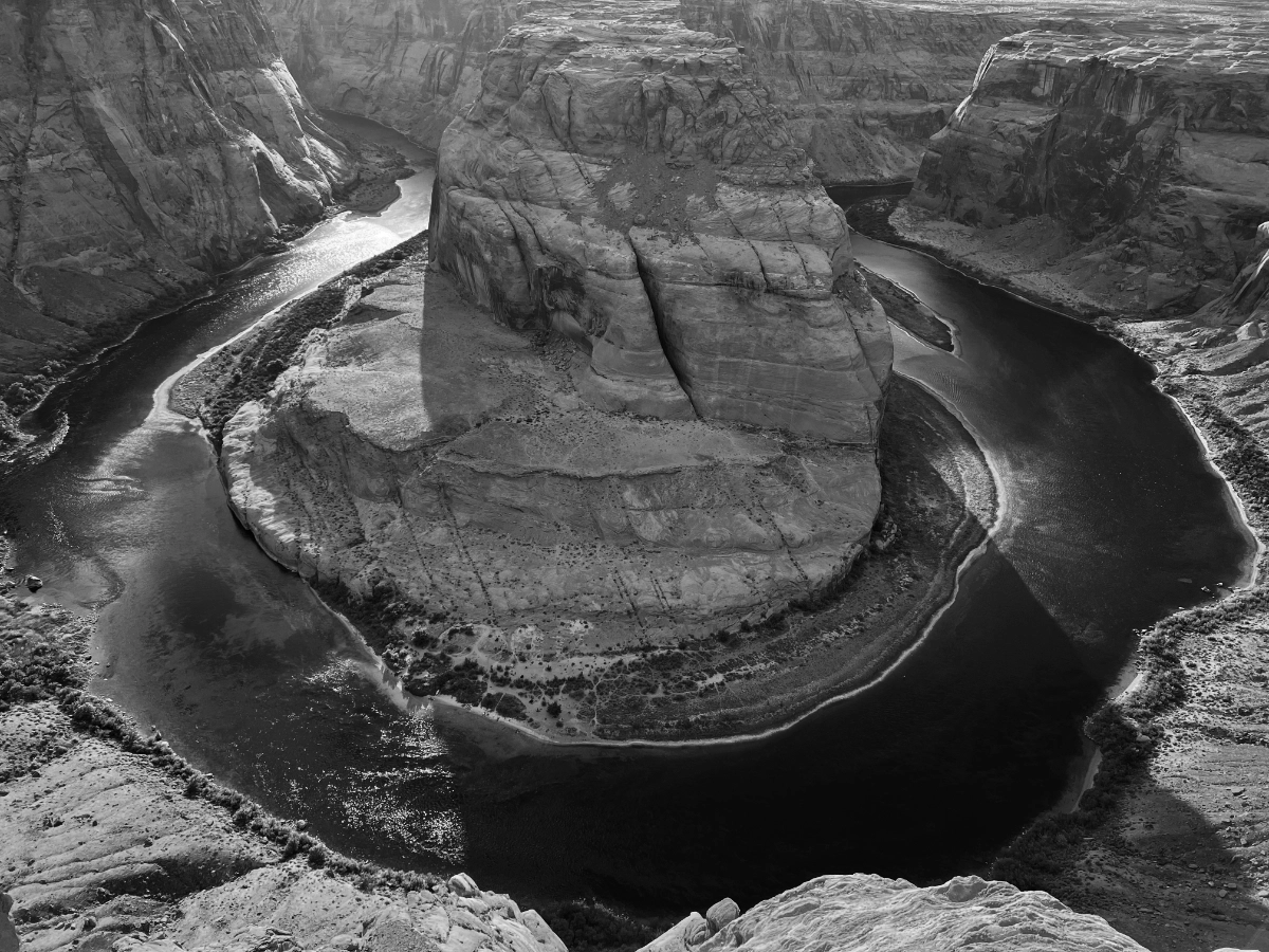 Horseshoe Bend, where the Colorado River curves sharply around a sandstone outcrop